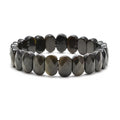 Gorgeous Gold Sheen Obsidian 7.5 Inch 8x14mm Faceted Oval Gemstone Elastic Beaded Bracelet Stone Bangle Bracelet