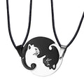 Cute Best Friend Stainless Steel Sterling Silver Trendy Wedding Engagement Matching Cat Pendant Necklace Set