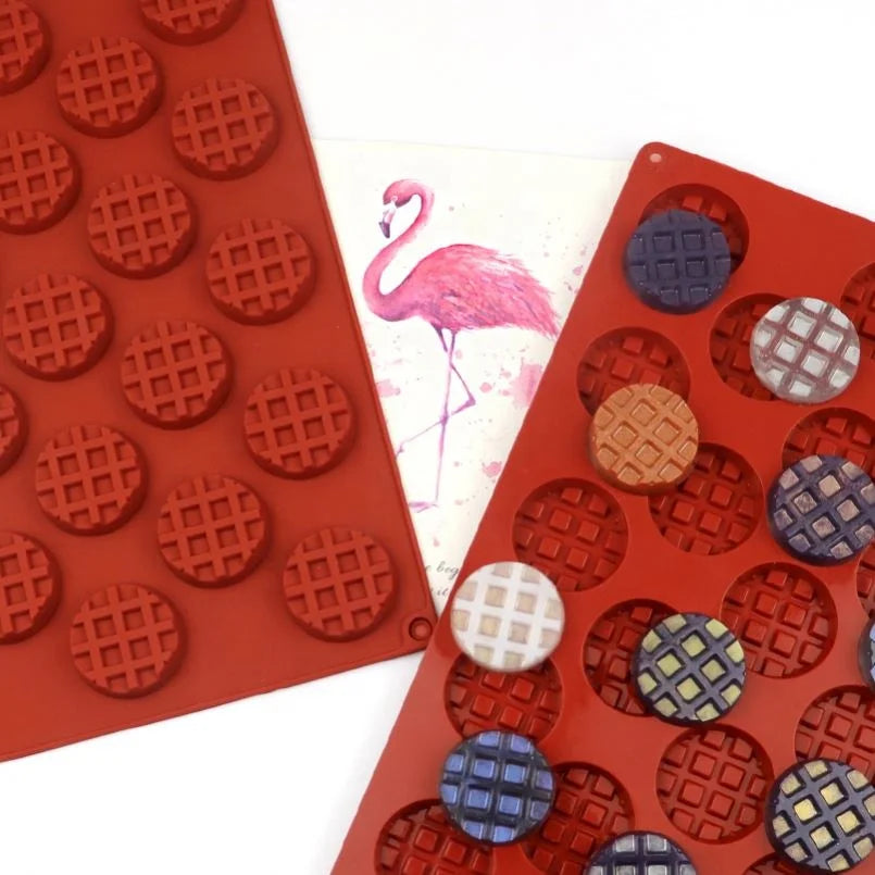 350 Factory and Stock Silicone Cookie Mold 20 Hole Round Waffle Shape Silicone Cake Mold Silicon Chocolate Moulds