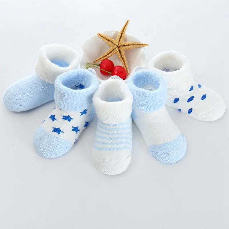 Wholesale Winter 0-3 and 6-12 Months Socks Boy Girl Newborn Infant Baby French Terry Warm Cotton Socks