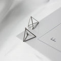 S925 Sterling Silver Stud Earrings Dimensions Ear Buckle Triangle Stereo Earrings Women Geometric Fashion Jewelry Earrings