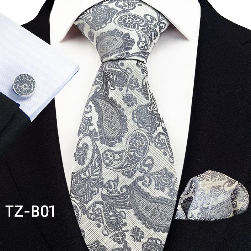 Factory New 2023 Paisley Pattern Men's Wedding Suit Neck Tie and Pocket square Neckties for Men