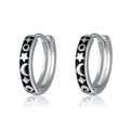 Black Rhodium Celestial Star Moon 925 Sterling Silver Small Hoop Earrings for Women