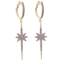Daidan Hoop Earings Women Silver 925 Hoop Silver 925 Star Drop Purple Cz Hoop Earrings