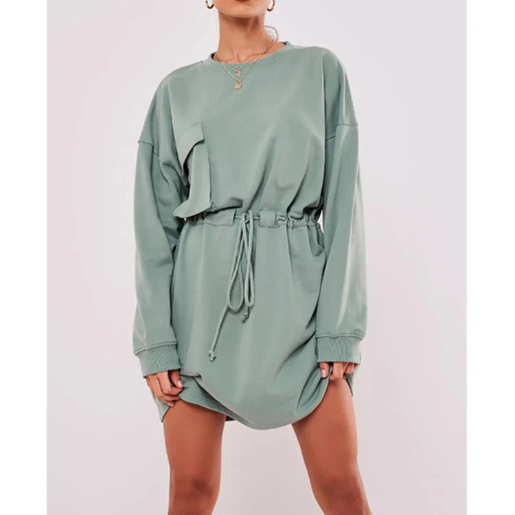 K210117 Fashion Clothes Summer 2026 New Women Long Sleeve Sweater Dress Skirt Casual Dresses