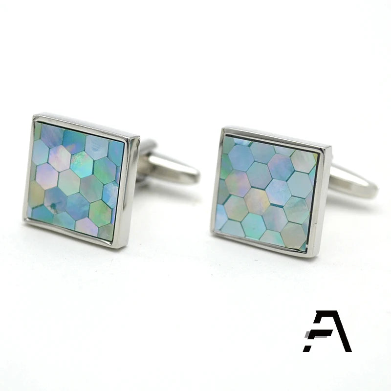 Wholesale Business Gift Wedding Party Anniversary Suitable Mother of Pearl Cufflinks for Men and Women with Metal Main Stone