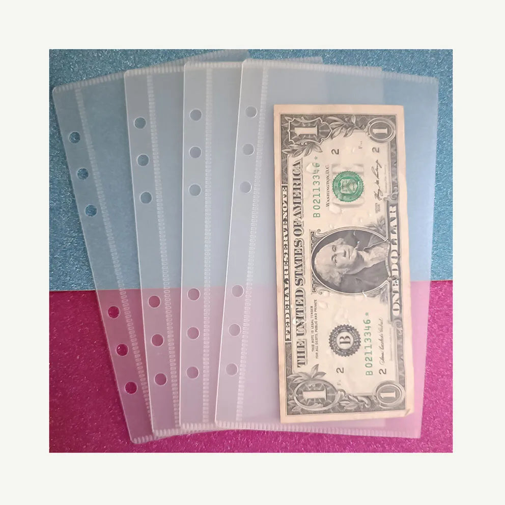 Custom Frosted Clear Durable Flexible Loose Leaf Savings Challenge Money Holder PVC Binder Pocket Budget Planner Cash Envelope