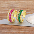 QIKU Trendy Water Drop Shape Colorful Rhinestone Opening Rings Copper Cubic Zircon Crystal Wedding Engagement Jewelry Wholesale
