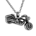 Cremation Necklace Stainless Steel Motorcycle Rider Rock Urn Pendant Keepsake Memorial Necklace Ashes Jewelry Motor Cycle Human