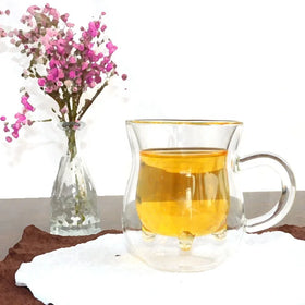 250ml Cow Udder Shape Transparent Handmade Double Wall Mug Cow Milk Glass Cup