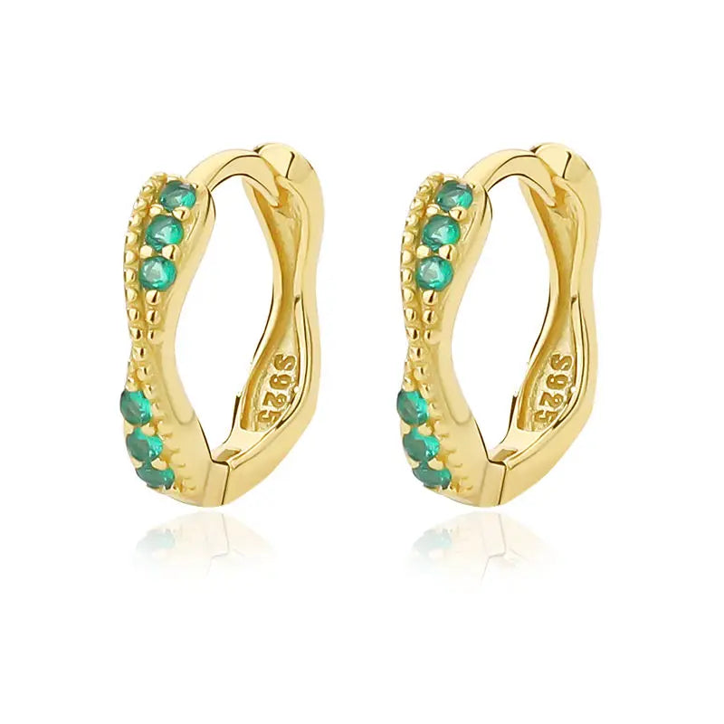 Daidan Hoop Earrings Silver Earrings Wholesale 925 Huggie Twist Hoop S925 Green Zircon Earrings