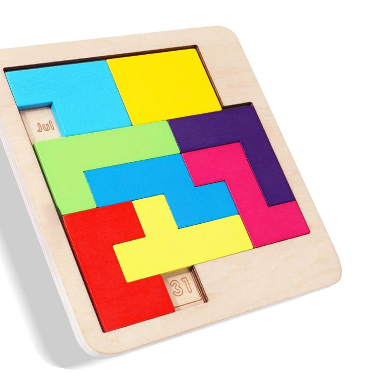 Brain Teaser Educational DIY Cartoon Jigsaw Puzzle for Kids-Wooden Daily Calendar with Thinking Logic Training