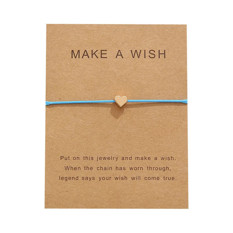 Customizable Wish Blessing Love Card Bracelet Simple Heart Charm Hand-Woven Bracelet Women