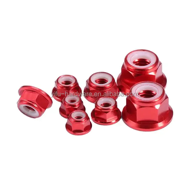 Colorful Red Black Blue Green 6061 7075 Aluminium Anodized Nylon Insert Hex Self Lock Nut Din 6926