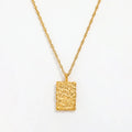 JOOLIM 18K PVD Waterproof Tarnish Free Hammered Rectangle Charm Pendant Stainless Steel Necklace MegaBDM