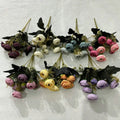 Hot Sale 8 Rose Flower Heads Home Decor Cheap Silk Small Rose Bouquet Floral Arrangements