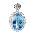 Dazzling Rhodium Plated 925 Sterling Silver for Swiss Blue Topaz Pendant for Women Fine Charm Pendants for Party Wear