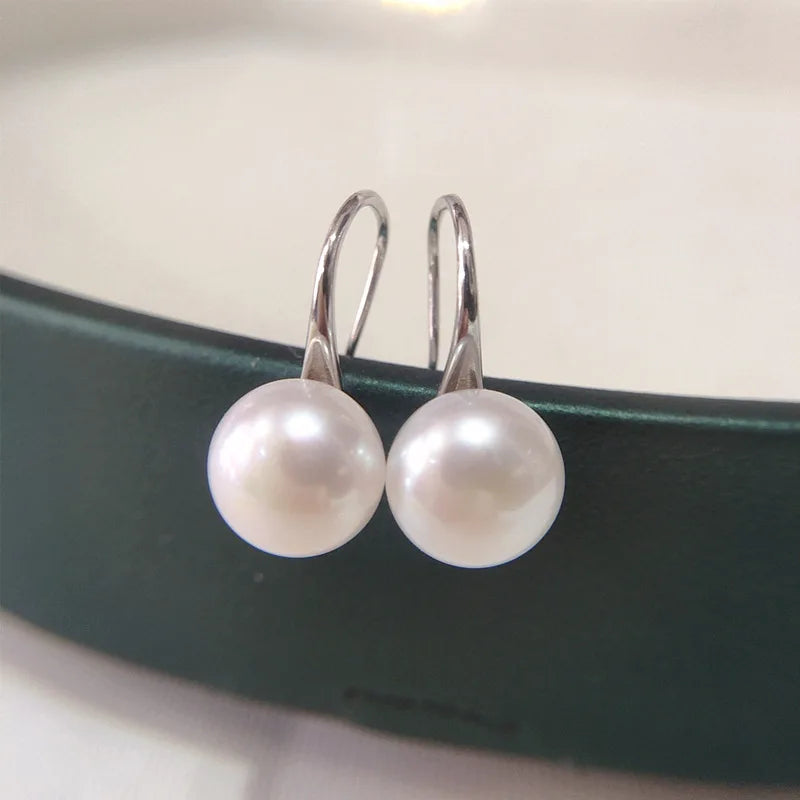 925 Sterling Silver Earrings Natural Freshwater Pearl Ear Hook High Heels Pearl Earrings for Women