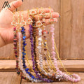 Elegant 18K Gold Filled U Chain Crystal Necklace with Natural Stone Chip Beads Healing Energy Engagement Jewelry Gift