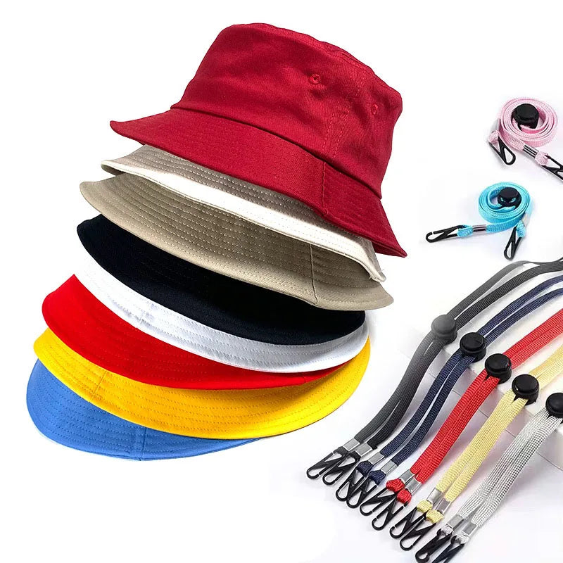 2026 Summer Products Wholesale High Quality Detachable Windproof Rope Summer Bucket Hat Custom Print Fisherman Hat for Women Men
