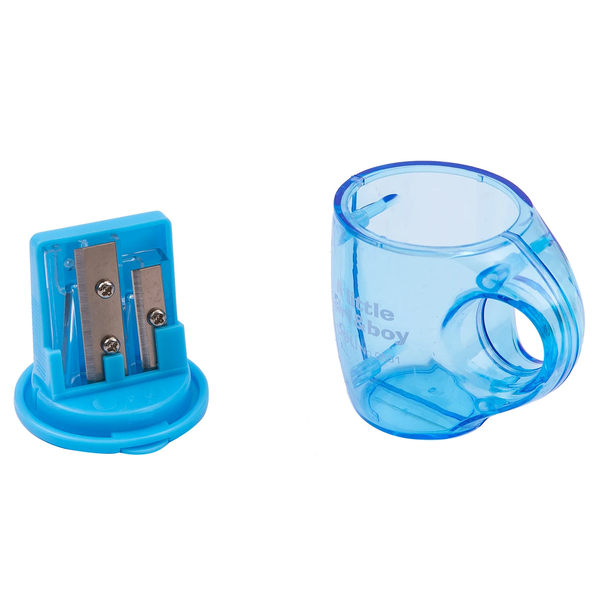 Deli E0551 Portable Manual Blue Pencil Sharpener Simple Cup Design for Primary Schoolchildren Boys & Girls