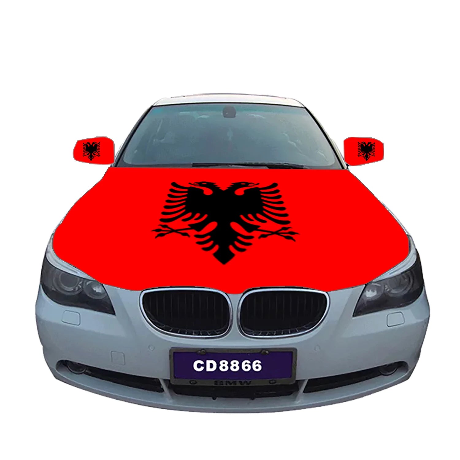 Wholesale High Quality Custom Size Engine 100%Polyester Cover Rearview Mirror Custom Albanian Albania Car Hood Flag