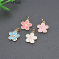 Simple Design Nickel Free Anti Fading Gold Plated Colorful Enamel Small Flower Charms Pendants for Jewelry Making