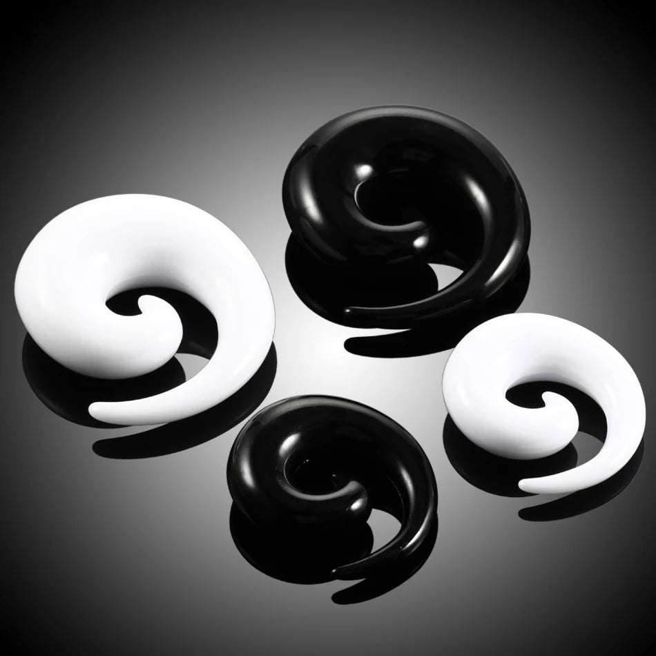 Acrylic Black&White Spiral Ear Taper Gauges Stretching Ear Plug Tunnel Ear Expander Piercing for Unisex Jewelry 1.6mm-20mm
