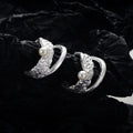 ICEBELA 925 Sterling Silver Inlaid Beaded Ear Clip Hollow Texture Clip on Earrings Non Pierced for Women