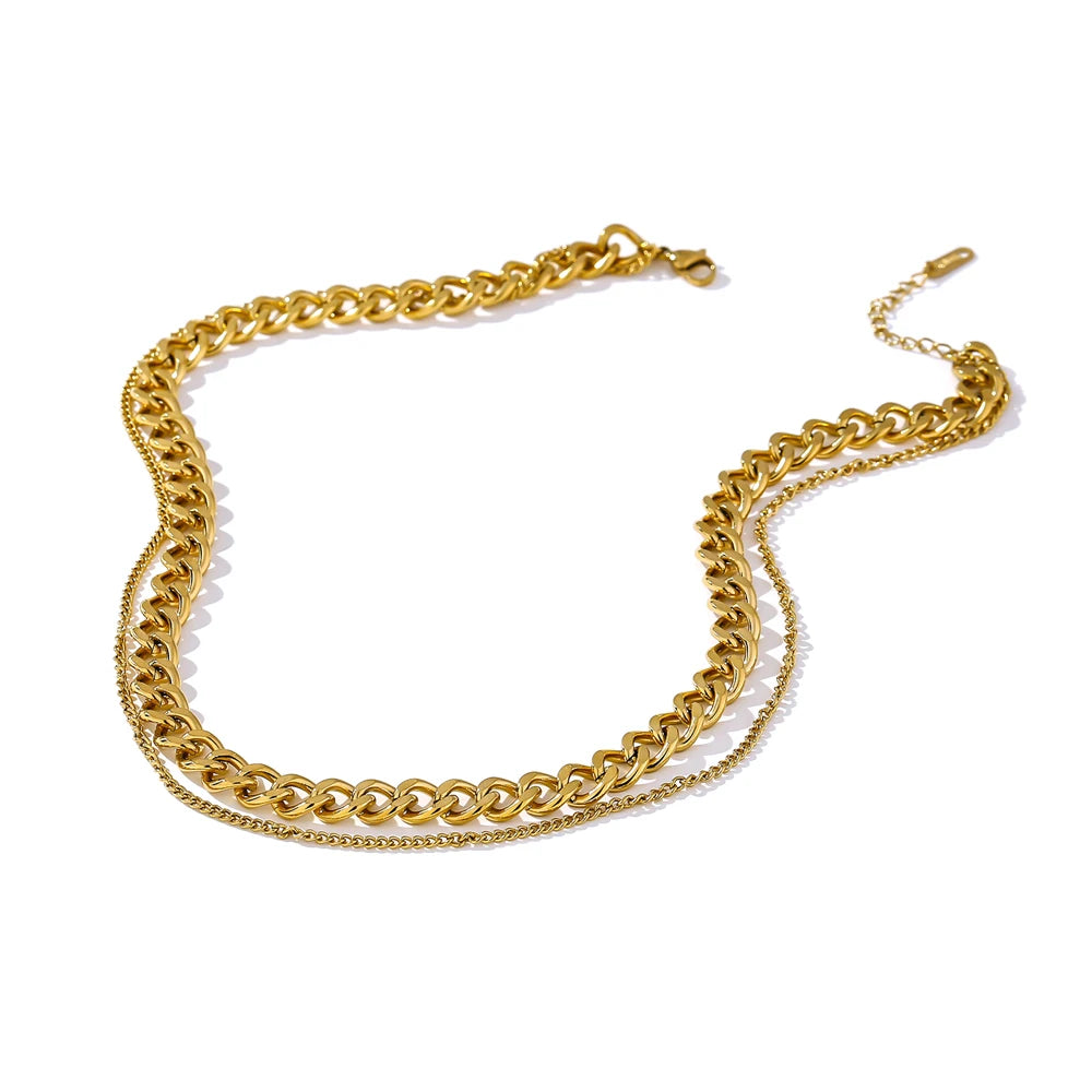 JINYOU 058  2025 Fashion Choker Collar Statement Gold Chains Necklace Multi Layer Stainless Steel Necklace for Women