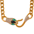 JINYOU 685 Personality Snake Head Cubic Zircon Metal Stainless Steel Chain Gold Necklace 18K Plated Waterproof Fashion Jewelry
