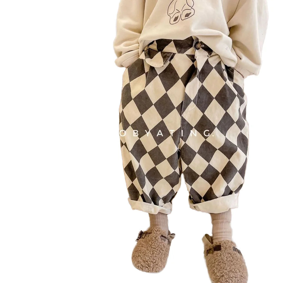2025 Children's Spring Clothes New Washed Cotton Harem Pants Casual Pants