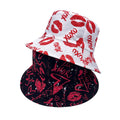 Valentine's Day Hearts Shape Bucket Hat for Women Men Costume Accessory Romantic Couple Outdoor Travel Fisherman Cap Sun Hat