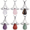 Wholesale Natural Stone Gemstone Jewelry Crystal Angel Green Aventurine Rose Quartz Pendant Necklace for Women
