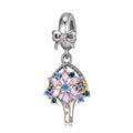 Bouquet of Flowers for Mother Pendant 925 Sterling Silver with CZ for Women Charm Bead Jewelry Making Bracelet Mother's Day Gift