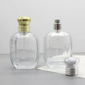 High End Hot Selling Empty 100ml  Thick Bottom Multi-faced Crimp Perfume Bottle  Gold Silver Sprayer and Cap