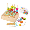 3-In-1 Shape Stacking Column Bead Wood Building Block Toys Practice Gripping Hand-Eye Coordination 2-4 Years Montessori Unisex