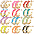 Fashion Romantic Colourful Enamel Heart Earring18K Real Gold Plated Brass Jewelry Multicolor Cuff C Shaped Hoop Earrings K65
