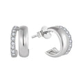 S925 Sterling Silver Trendy Korean Fashion Double-Layer C-Shape Earrings With Diamond Zircon
