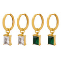 Designer Geometric Green White Zircon Earrings Exaggerated Hot Stainless Steel Earrings