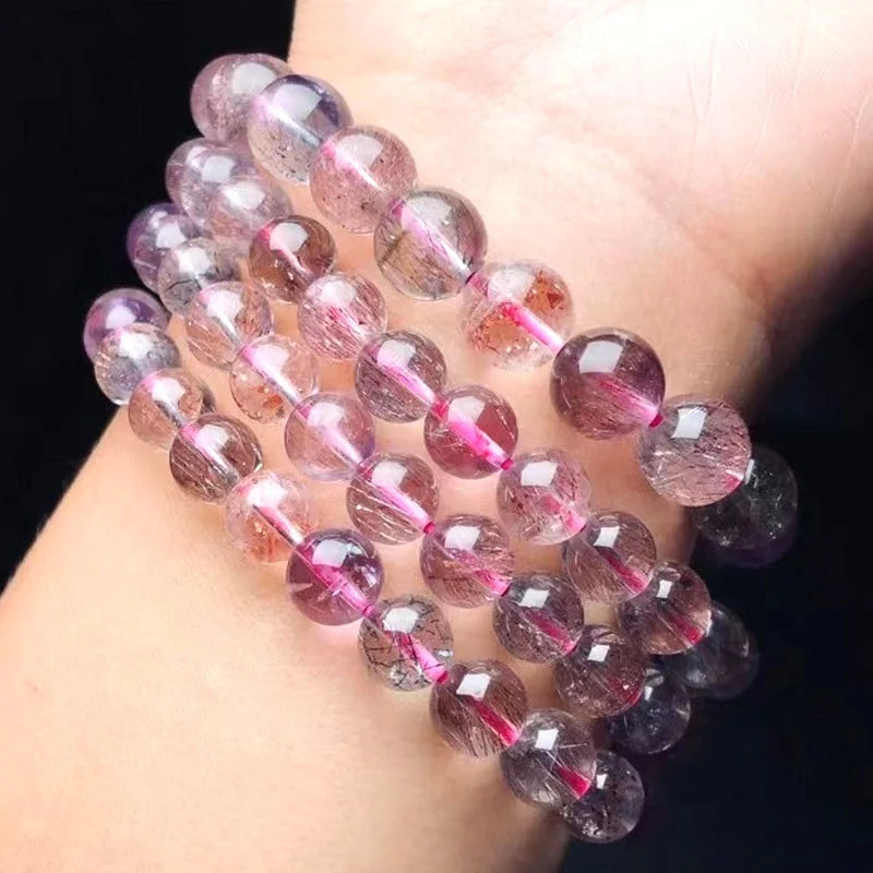 Fashion Feng Shui Precious Crystal Stone Bracelet Natural Super Seven Rutilated Quartz Bracelet for Men Women Bracelet Gift