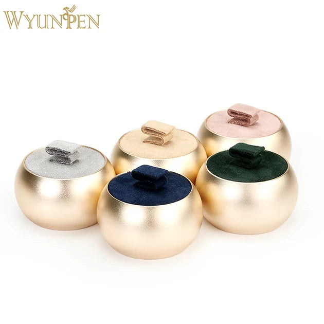 WYP Gold Metal Round Display Stand for Earrings and Rings Jewelry Container Holder Ring Holder