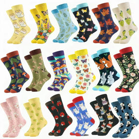 Whale Wholesale Colorful Pattern Cool Designer Mens Fashion Dress Cotton Funny Socks Sox Crew Happiness Sock Stock for Men