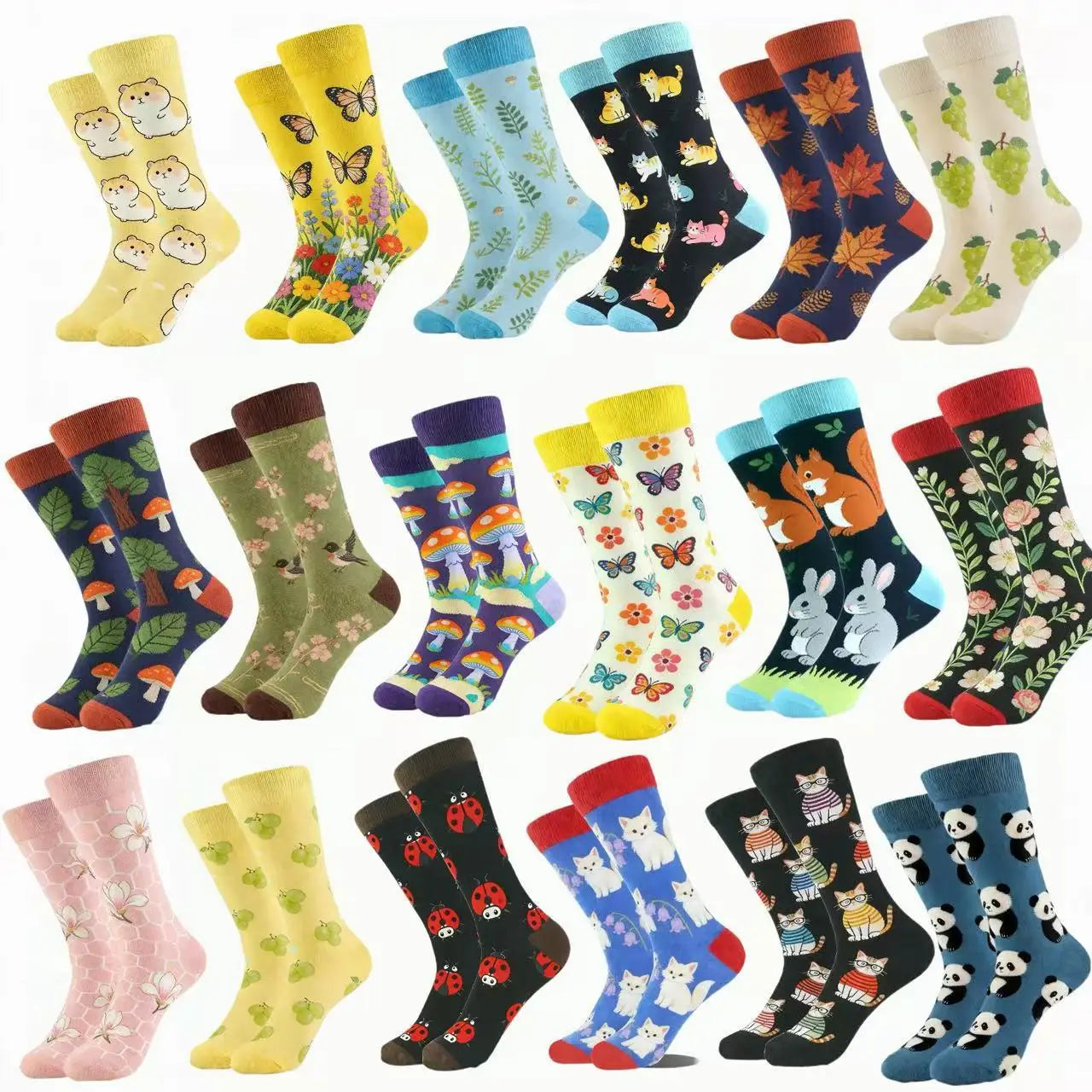 Whale Wholesale Colorful Pattern Cool Designer Mens Fashion Dress Cotton Funny Socks Sox Crew Happiness Sock Stock for Men