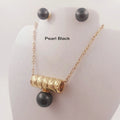 JX149-1 Pearl Jewelry Set 10mm Stud Earrings Tube Necklace with 12mm Or14mm Shell Pearls 15 Colors All Available