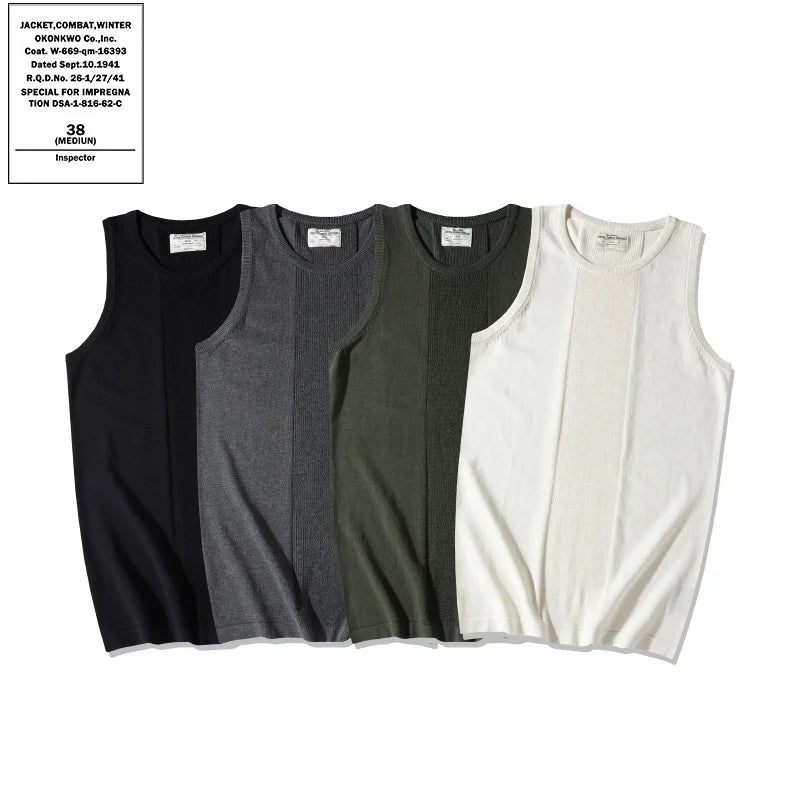 Men's Sporty Casual Tank Tops Breathable Viscose Knitted Waistcoat Anti-Pilling Heavy Thick Jacquard Sleeveless Sando