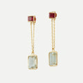 LOZRUNVE Sequential Prophet 925 Sterling Silver Gemstone CZ Baguette Pendant Long Chain Fine Earring for Women