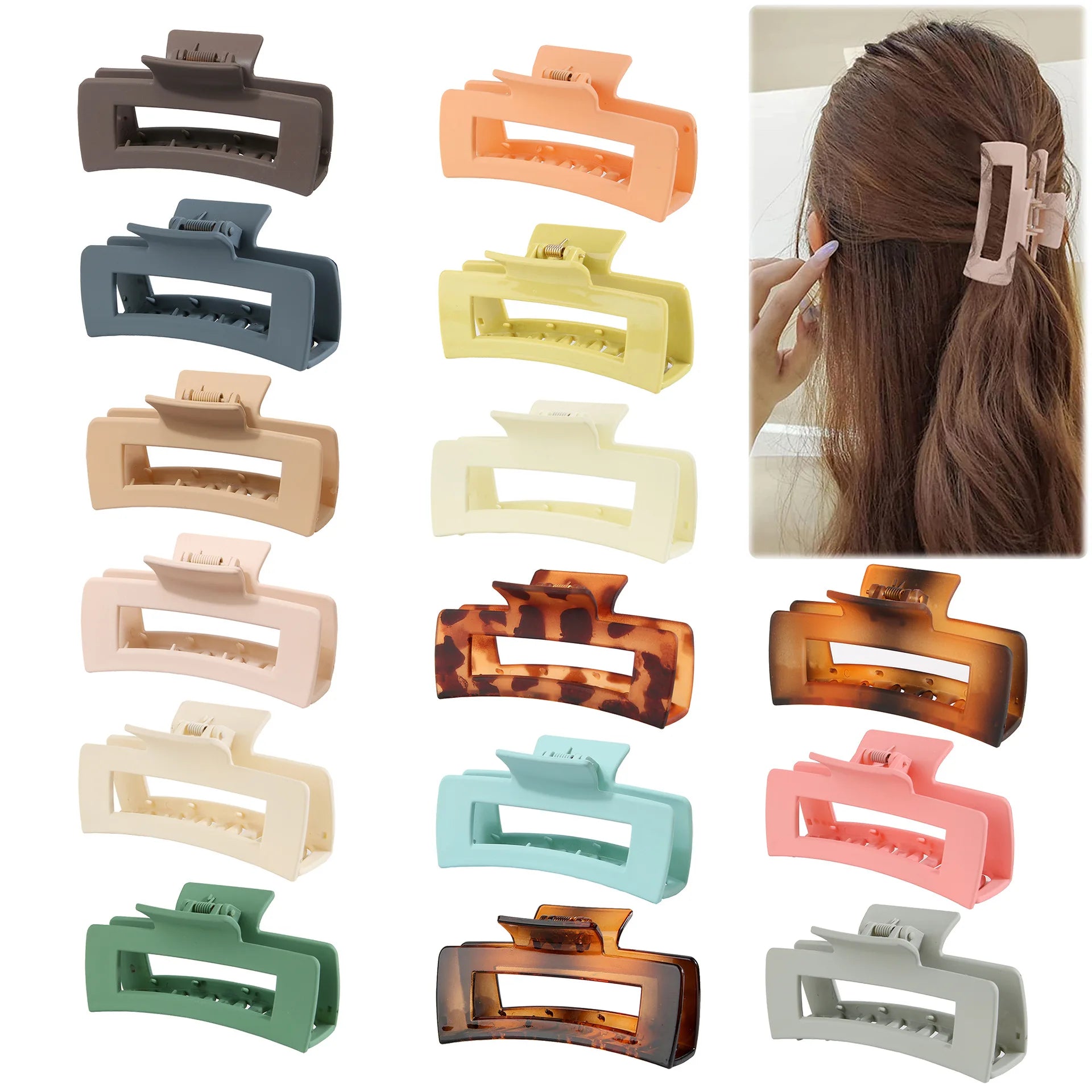 KLACOMA Model 01 10.5cm Rectangle ABS Korean Style Fashion Matte Candy Decoration Hair Claws for Women