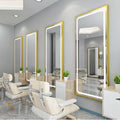 Luxury New Style LED Light Mirror Cabinet Hair Beauty Salon Furniture Barber Station