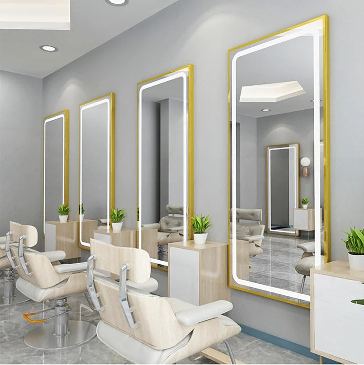 Luxury New Style LED Light Mirror Cabinet Hair Beauty Salon Furniture Barber Station